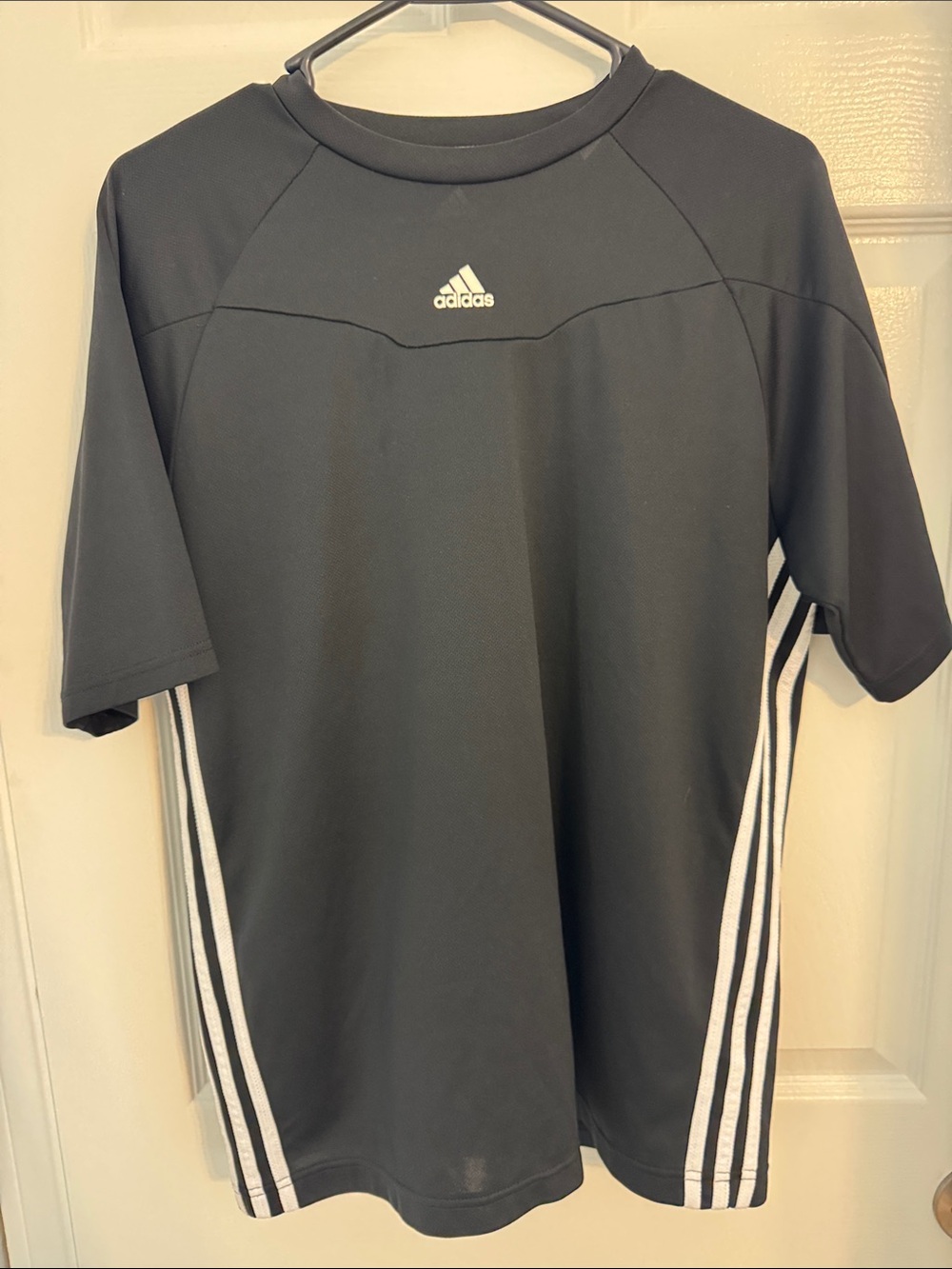 adidas Men's Medium Black Crew Shirt with White Side Stripes